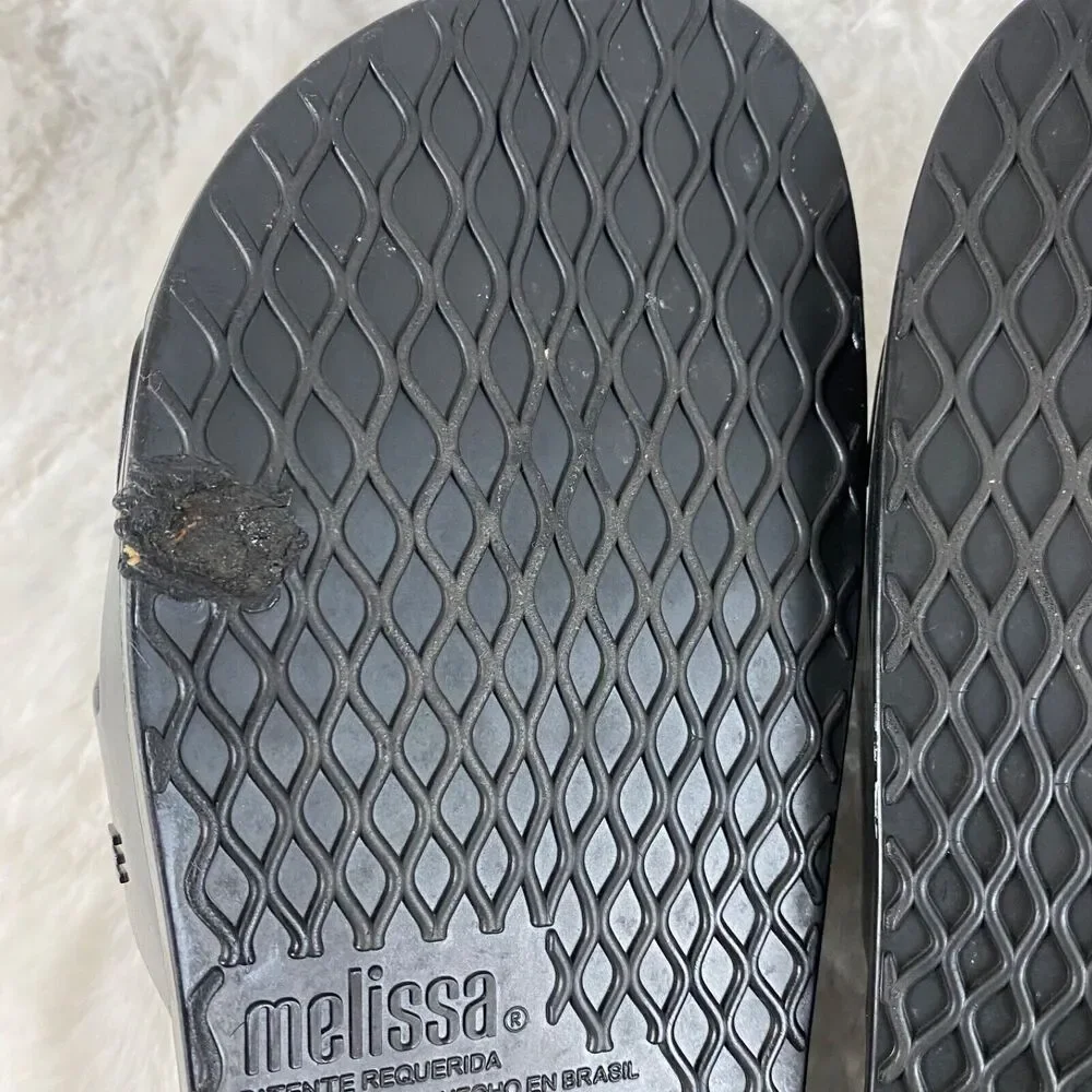 Melissa x Opening Ceremony Womens Black Flipp Slides Rubber Sandals Size 6